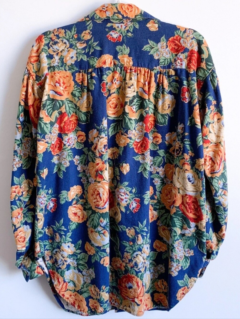 Ralph Lauren Floral Print Button-Up Shirt Navy with Yellow & Red Flowers Size 8 - Picture 4 of 16